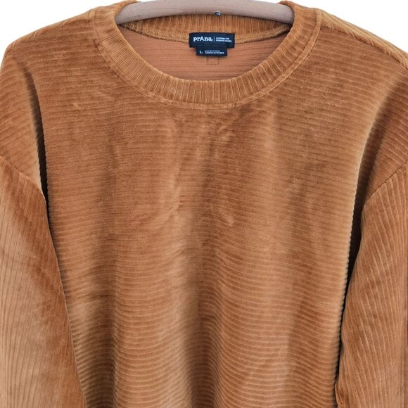 Prana Womens Rust Corduroy Velour Crewneck Pullover Sweatshirt Large - Picture 5 of 11